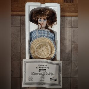 Source Unknown Doll with Blue Gingham Dress and Blonde Hair